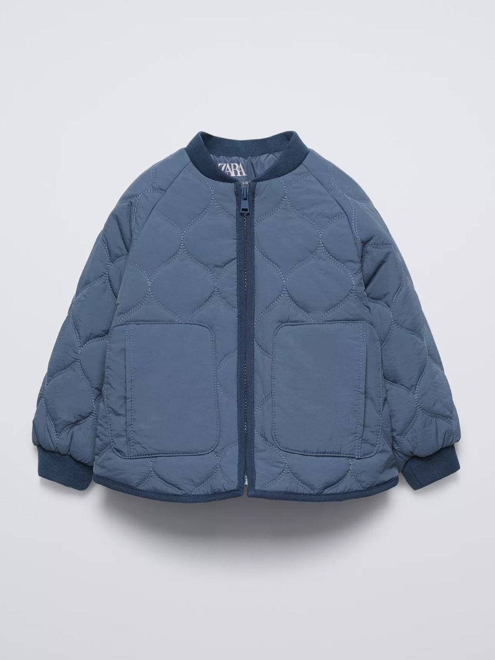 Zara Water Repellent Quilted Blue Bomber Jacket - Size: 2T